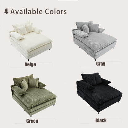 Poltrona chaise longue oversize da 54,75 W, divano letto imbottito e soffice con 2 cuscini