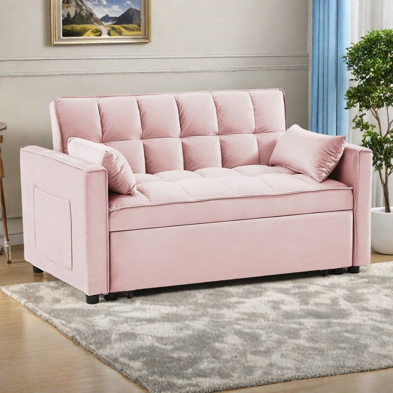 Divano letto convertibile 2 in 1 in velluto 55.2 con schienale regolabile