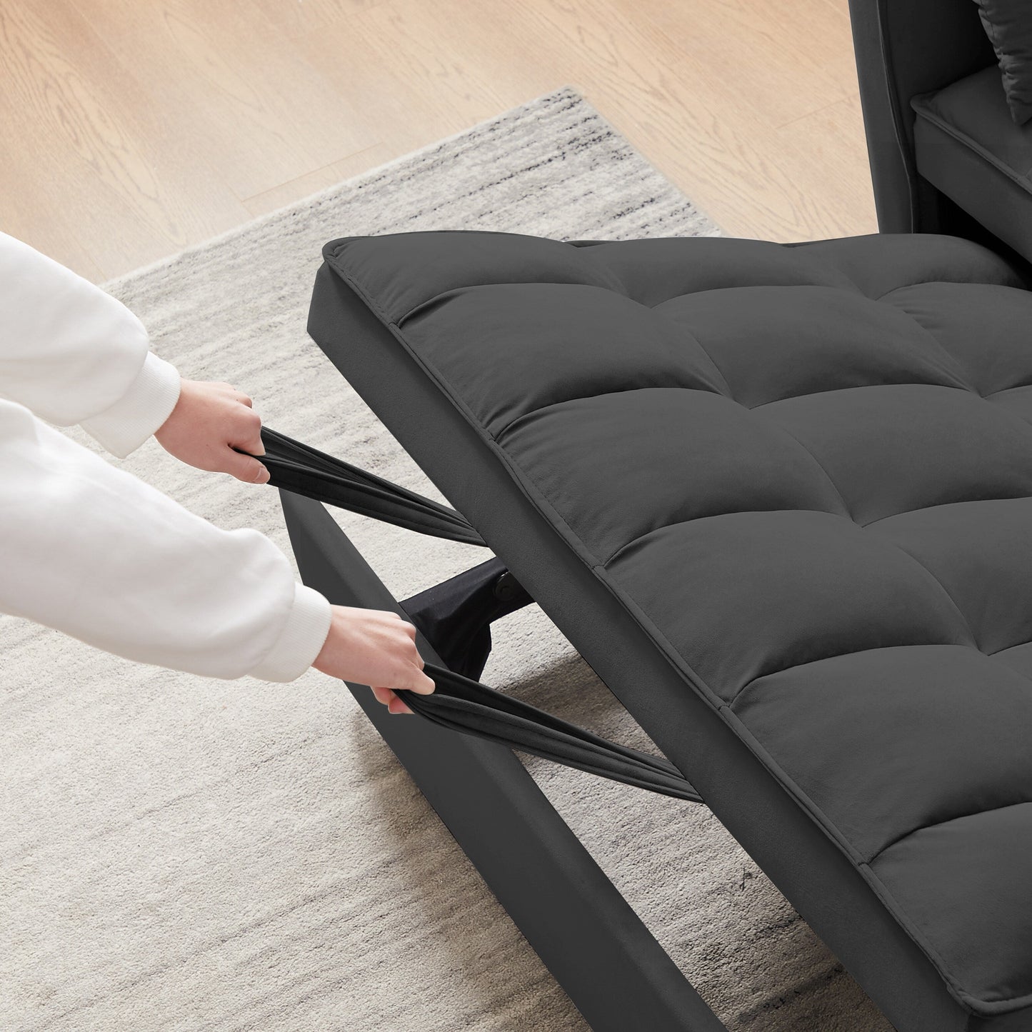 Divano letto convertibile 2 in 1 in velluto 55.2 con schienale regolabile