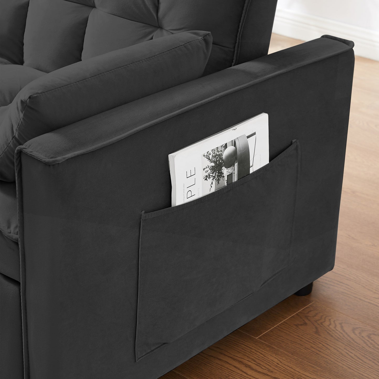 Divano letto convertibile 2 in 1 in velluto 55.2 con schienale regolabile