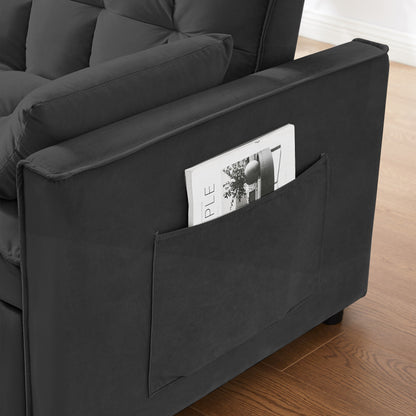 Divano letto convertibile 2 in 1 in velluto 55.2 con schienale regolabile