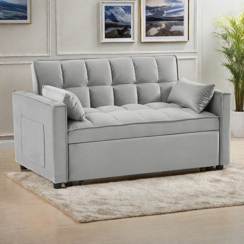 Divano letto convertibile 2 in 1 in velluto 55.2 con schienale regolabile