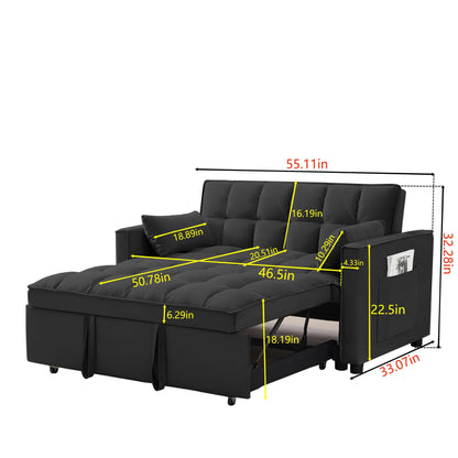 Divano letto convertibile 2 in 1 in velluto 55.2 con schienale regolabile