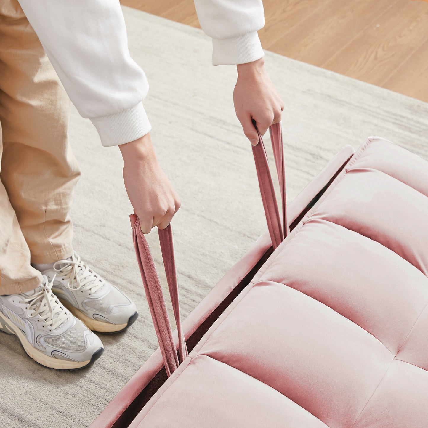 Divano letto convertibile 2 in 1 in velluto 55.2 con schienale regolabile