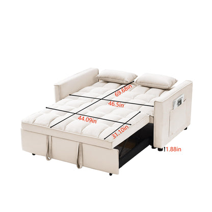 Divano letto convertibile 2 in 1 in velluto 55.2 con schienale regolabile