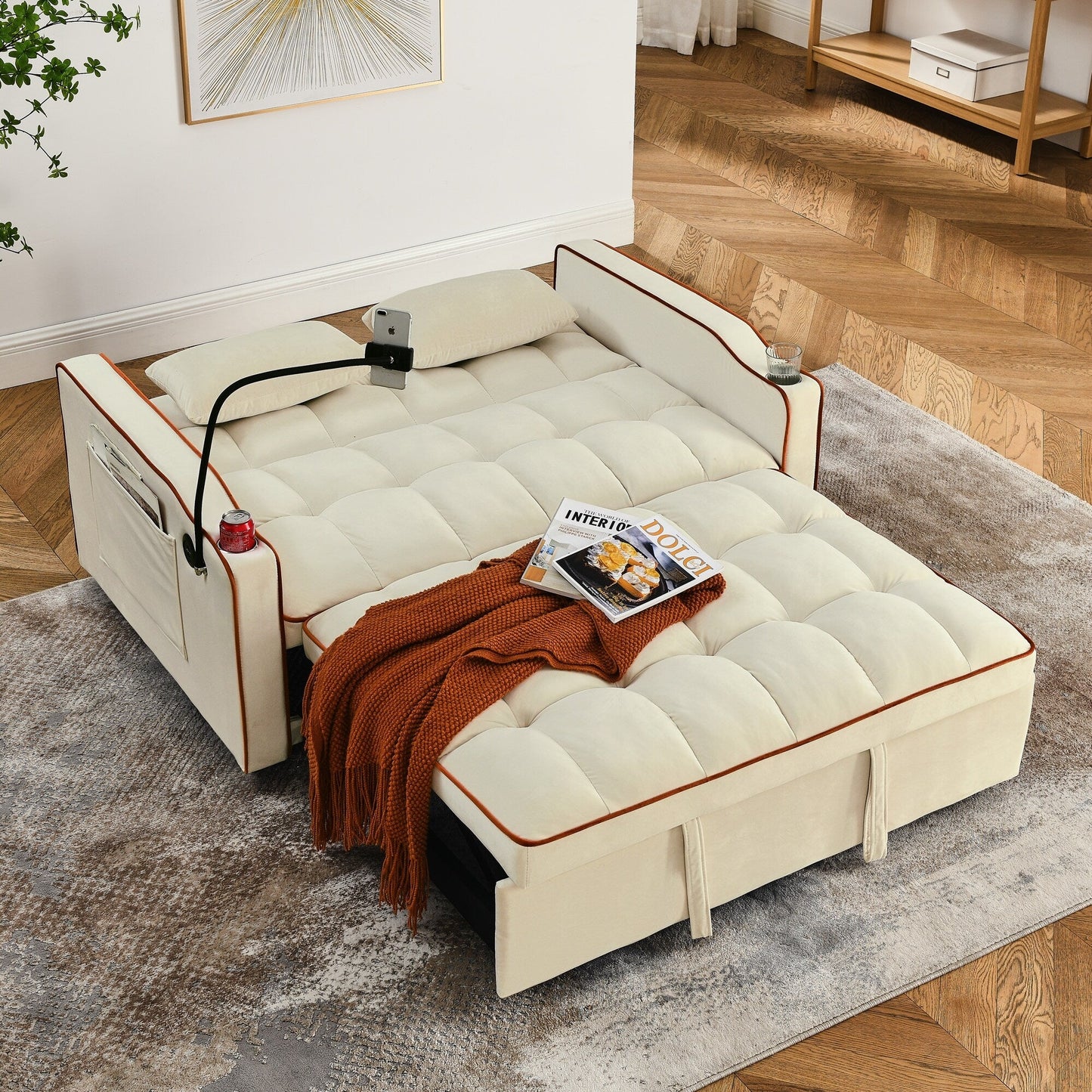 Divano letto pieghevole versatile da 55,51 pollici in 3 lunghezze