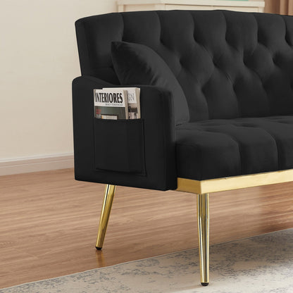Divano a 2 posti in velluto 55,5 con 2 cuscini, design contemporaneo e facile da montare