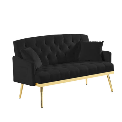 Divano a 2 posti in velluto 55,5 con 2 cuscini, design contemporaneo e facile da montare