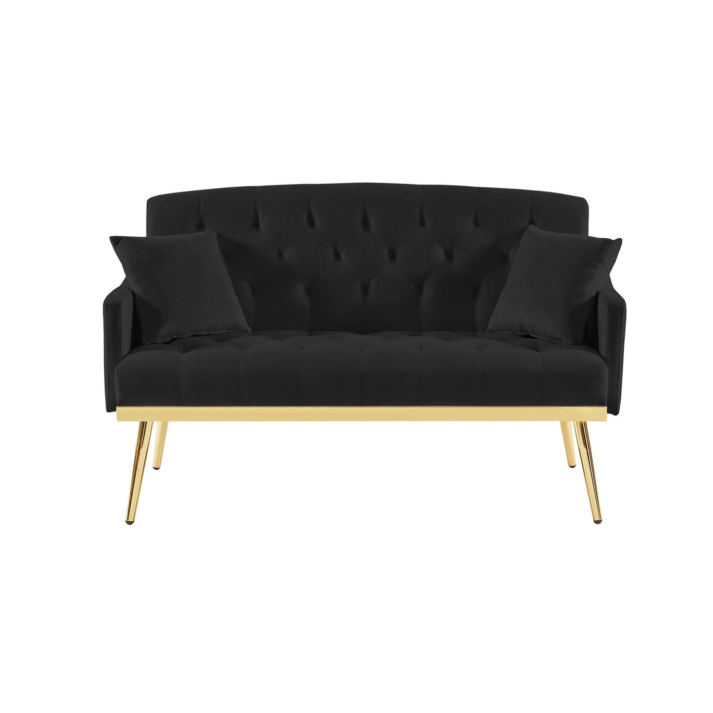 Divano a 2 posti in velluto 55,5 con 2 cuscini, design contemporaneo e facile da montare