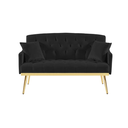 Divano a 2 posti in velluto 55,5 con 2 cuscini, design contemporaneo e facile da montare