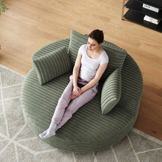 Poltrona girevole di lusso 55 - Rivestimento in morbida ciniglia con rotazione a 360°, design moderno e soffice per soggiorni e home theater