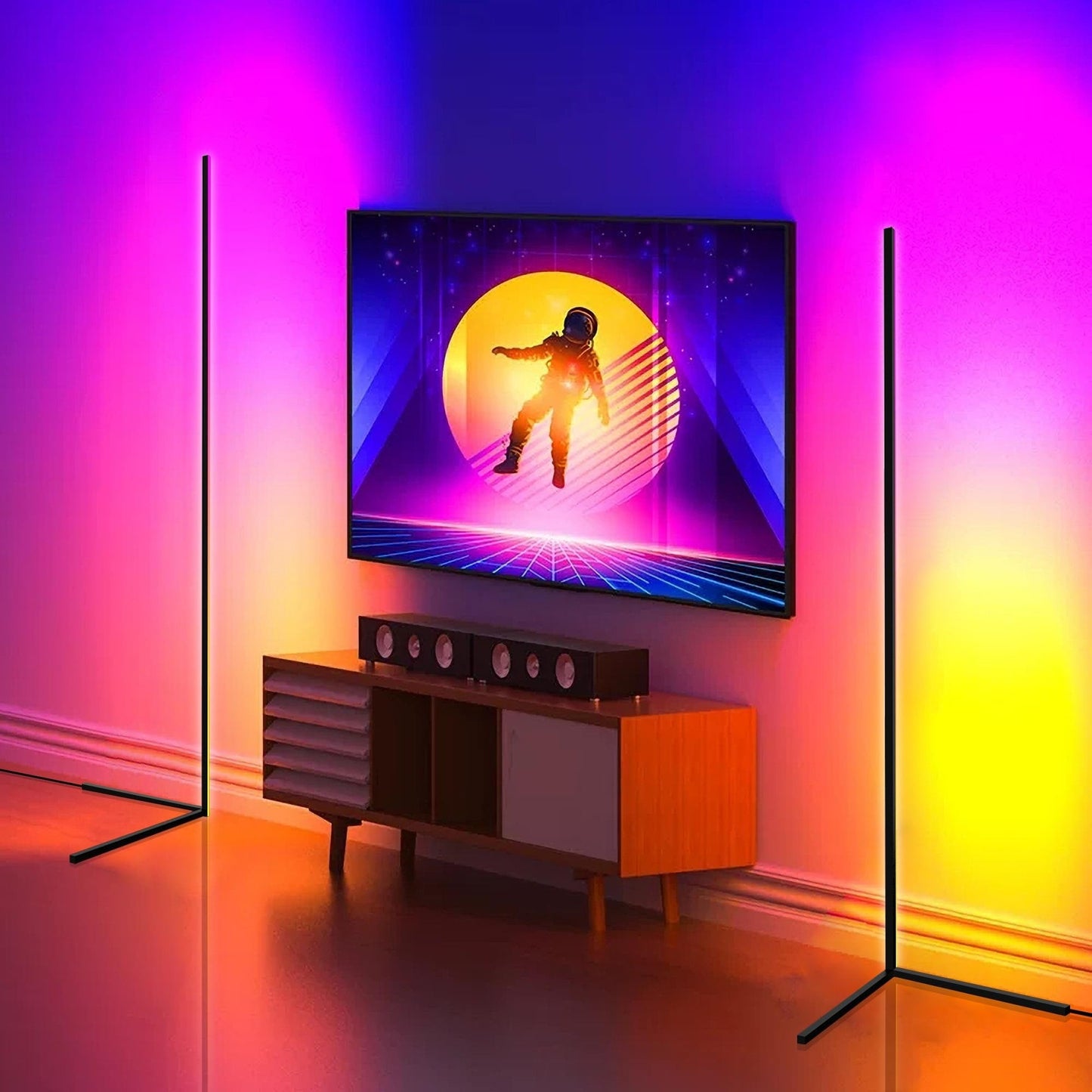 Lampada da terra minimalista a LED con angolo in metallo RGB da 55 cm