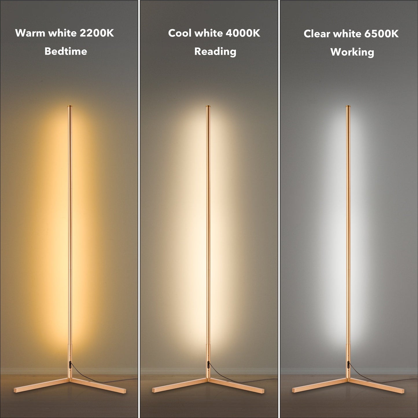 Lampada da terra minimalista a LED con angolo in metallo RGB da 55 cm