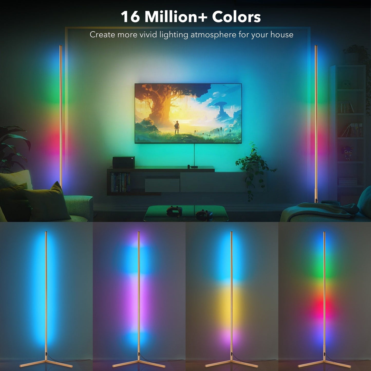 Lampada da terra minimalista a LED con angolo in metallo RGB da 55 cm