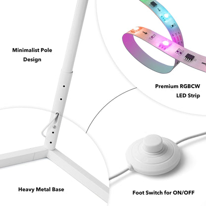 Lampada da terra minimalista a LED con angolo in metallo RGB da 55 cm