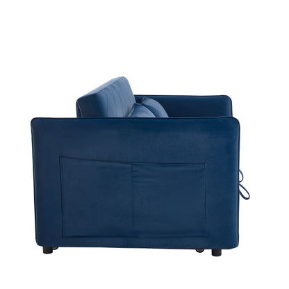 Divano letto convertibile 3 in 1 in velluto da 55 pollici con schienale reclinabile, tasche laterali e 2 cuscini