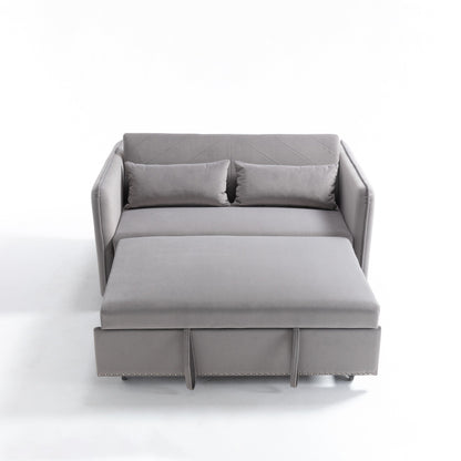 Divano letto convertibile 3 in 1 in velluto da 55 pollici con schienale reclinabile, tasche laterali e 2 cuscini