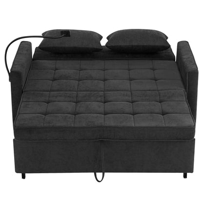 Divano letto estraibile in ciniglia da 56,9 W con porte USB