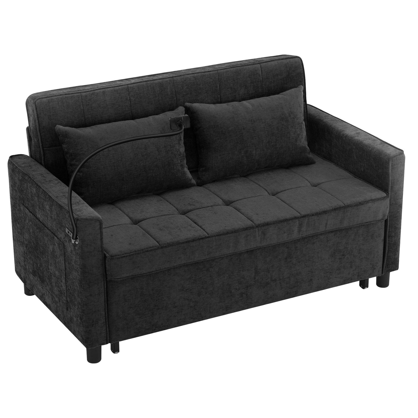 Divano letto estraibile in ciniglia da 56,9 W con porte USB