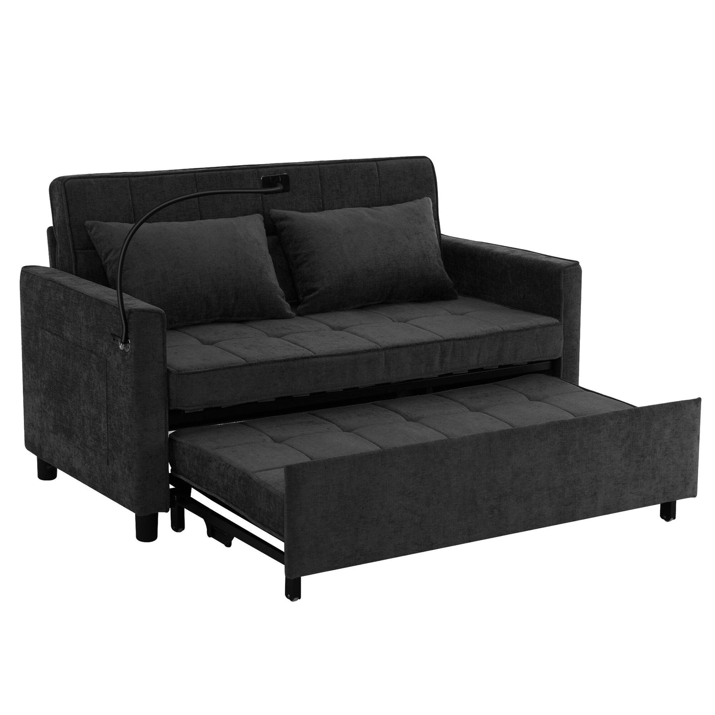 Divano letto estraibile in ciniglia da 56,9 W con porte USB