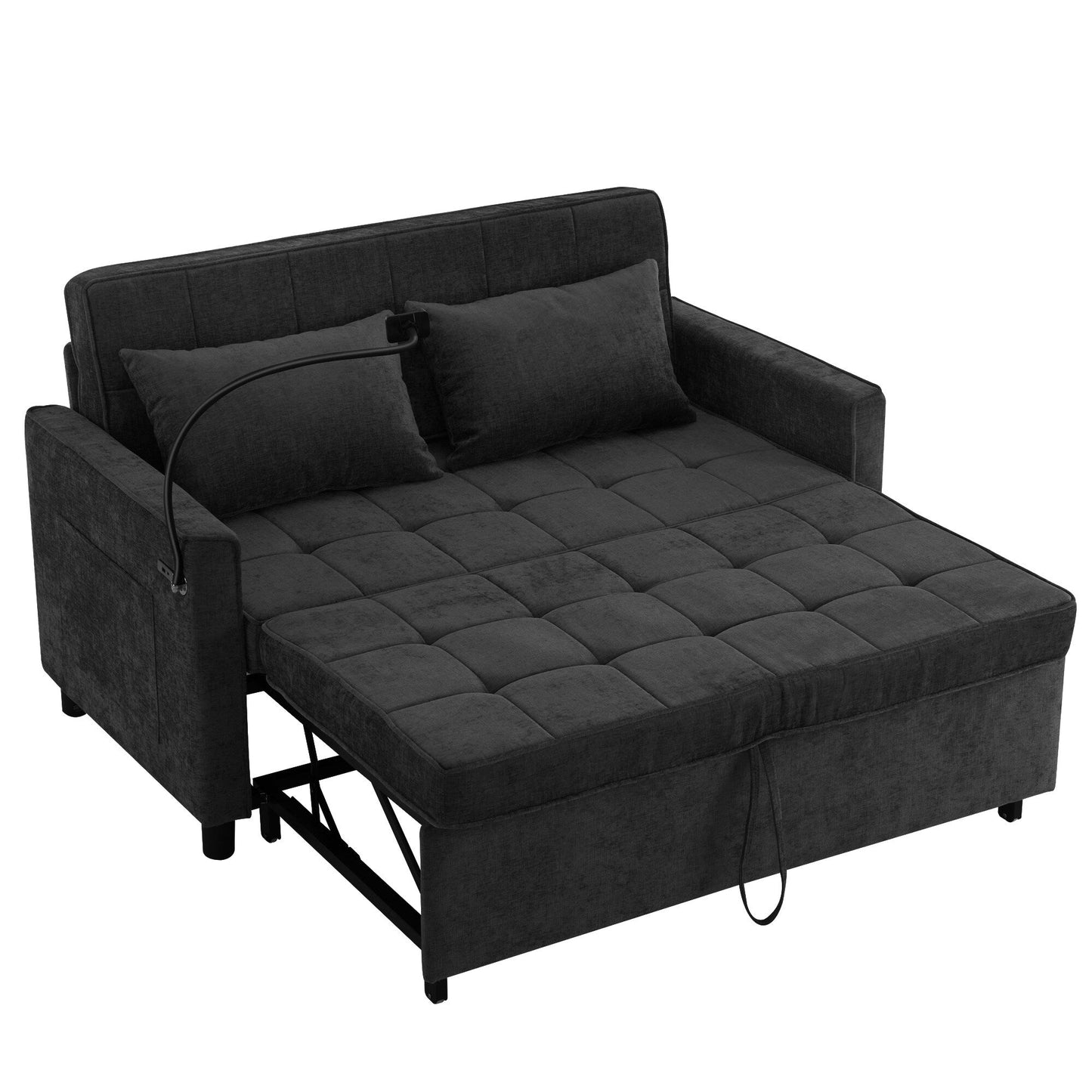 Divano letto estraibile in ciniglia da 56,9 W con porte USB
