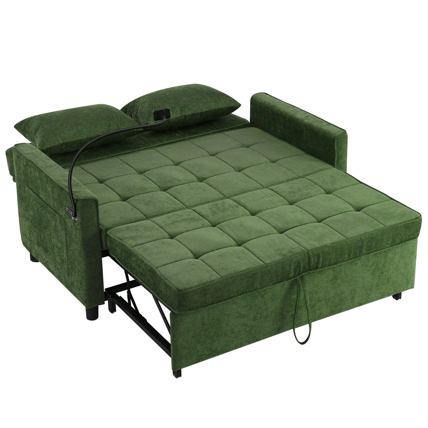 Divano letto estraibile in ciniglia da 56,9 W con porte USB