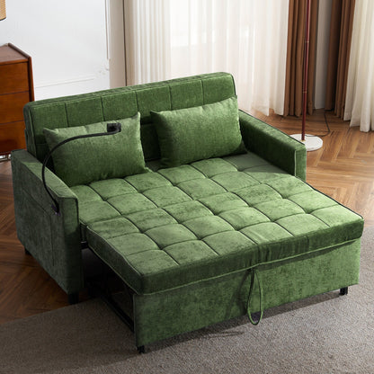 Divano letto estraibile in ciniglia da 56,9 W con porte USB