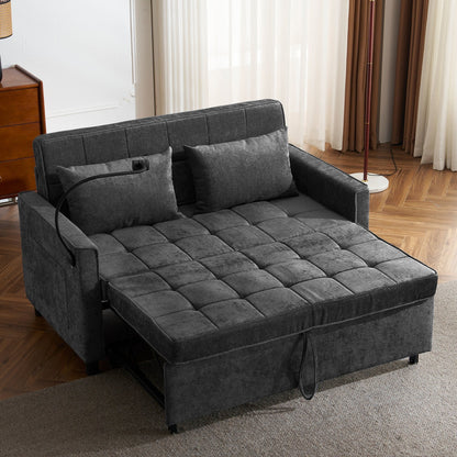 Divano letto estraibile in ciniglia da 56,9 W con porte USB