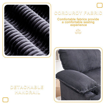 Poltrona oversize da 56,9 W con pouf, poltrona da lettura per camera da letto, divano letto girevole, divano reclinabile singolo moderno oversize