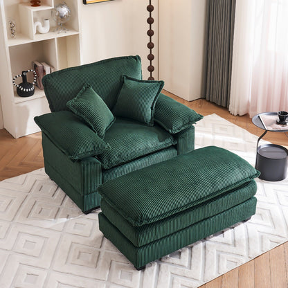Poltrona oversize da 56,9 W con pouf, poltrona da lettura per camera da letto, divano letto girevole, divano reclinabile singolo moderno oversize