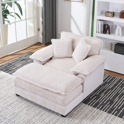 Poltrona oversize da 56,9 W con pouf, poltrona da lettura per camera da letto, divano letto girevole, divano reclinabile singolo moderno oversize