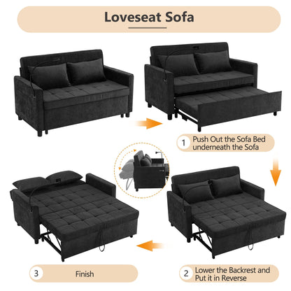 Divano letto convertibile 57 - Divano letto salvaspazio con hub di ricarica USB, schienale reversibile e soluzioni di archiviazione intelligenti