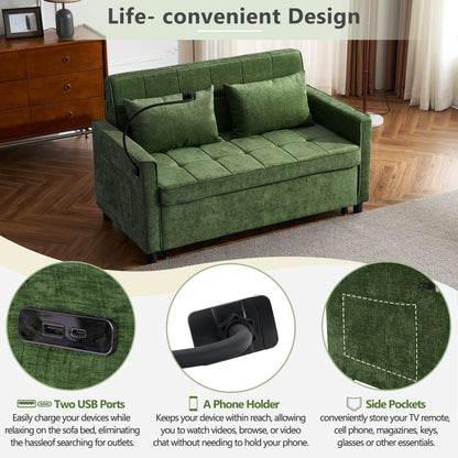 Divano letto convertibile 57 - Divano letto salvaspazio con hub di ricarica USB, schienale reversibile e soluzioni di archiviazione intelligenti