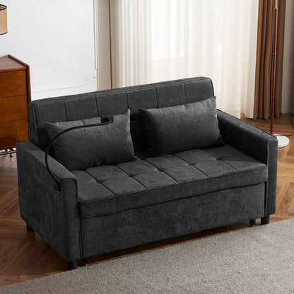 Divano letto convertibile 57 - Divano letto salvaspazio con hub di ricarica USB, schienale reversibile e soluzioni di archiviazione intelligenti