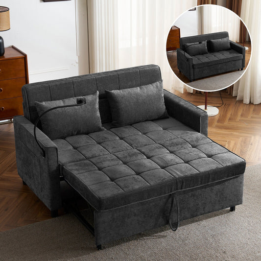 Divano letto convertibile 57 - Divano letto salvaspazio con hub di ricarica USB, schienale reversibile e soluzioni di archiviazione intelligenti