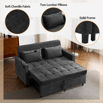 Divano letto convertibile 57 - Divano letto salvaspazio con hub di ricarica USB, schienale reversibile e soluzioni di archiviazione intelligenti