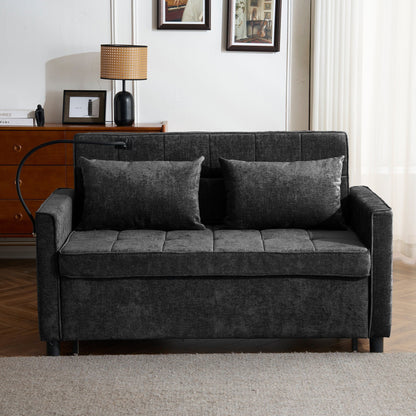 Divano letto convertibile 57 - Divano letto salvaspazio con hub di ricarica USB, schienale reversibile e soluzioni di archiviazione intelligenti