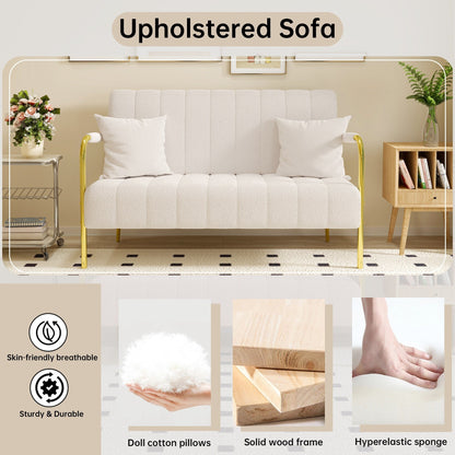 Divano in pile beige Teddy - 29,92 x 59,00 x 31,89