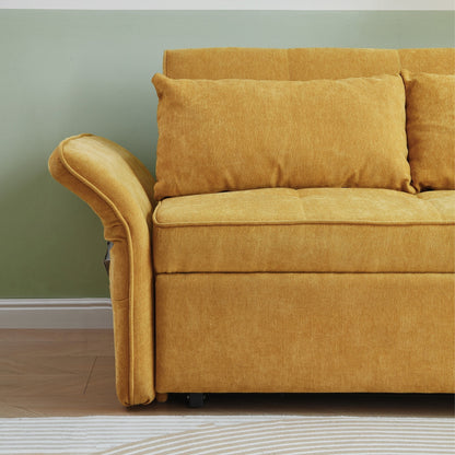 Divano letto estraibile in tessuto ciniglia giallo - 39,00 x 53,50 x 31,50