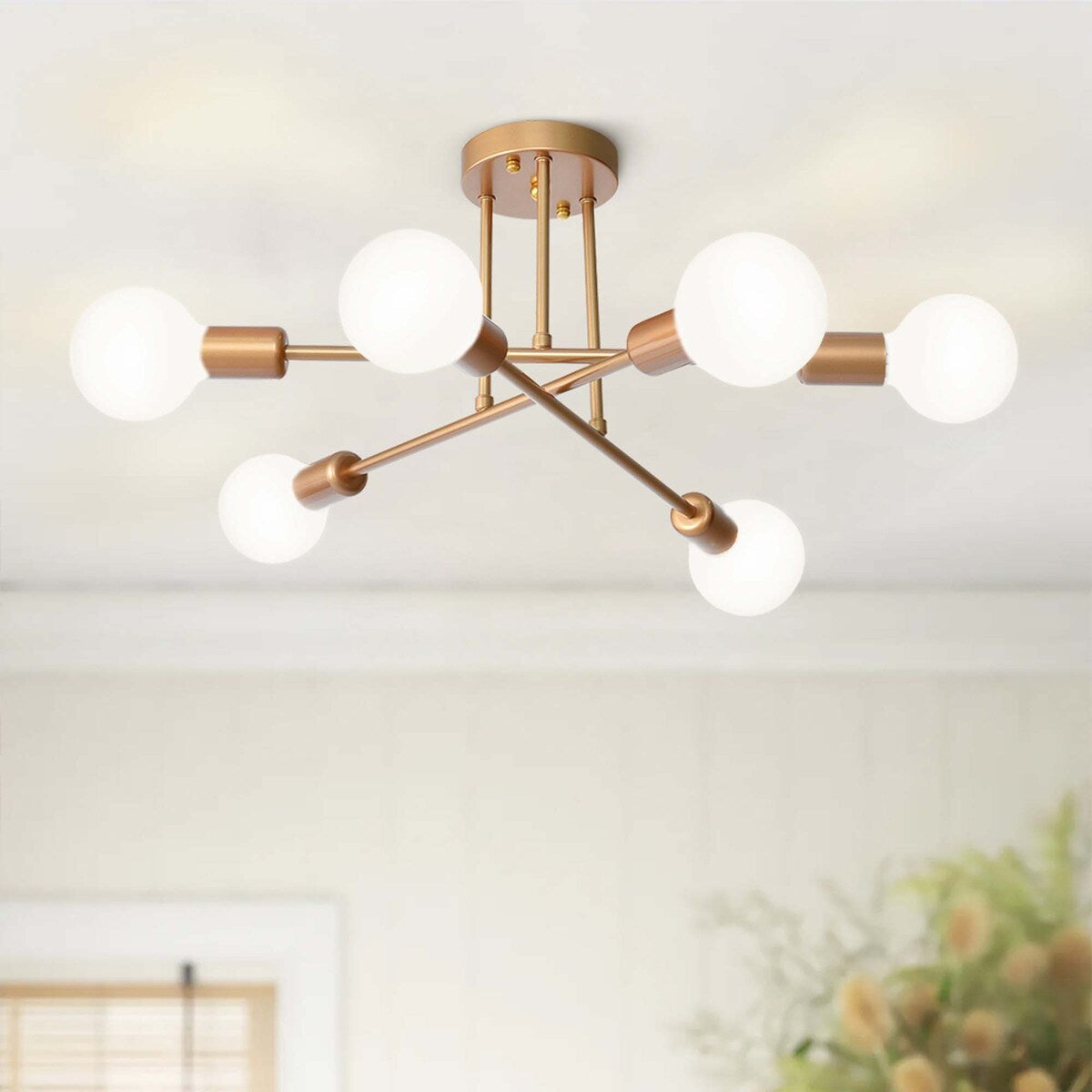 6 - Lampada da soffitto semi-incassata Sputnik in metallo moderno leggero da 23,62''
