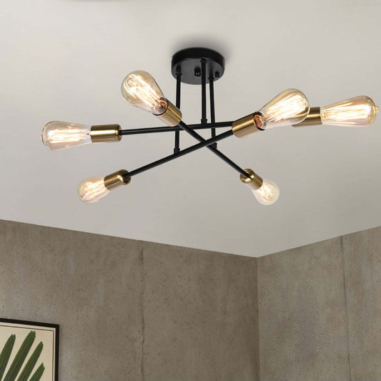 6 - Lampada da soffitto semi-incassata Sputnik in metallo moderno leggero da 23,62''