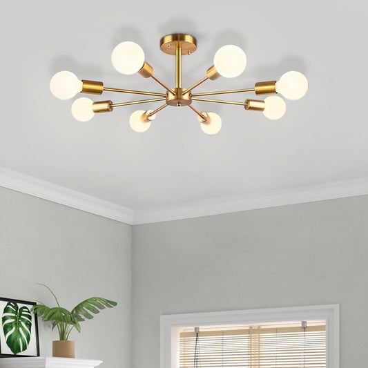 Lampada semi-incassata Sputnik nera/oro da soffitto per soggiorno/cucina/ufficio/camera da letto/ingresso