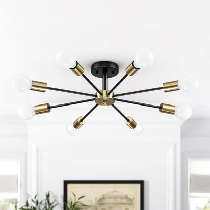 Lampada semi-incassata Sputnik nera/oro da soffitto per soggiorno/cucina/ufficio/camera da letto/ingresso