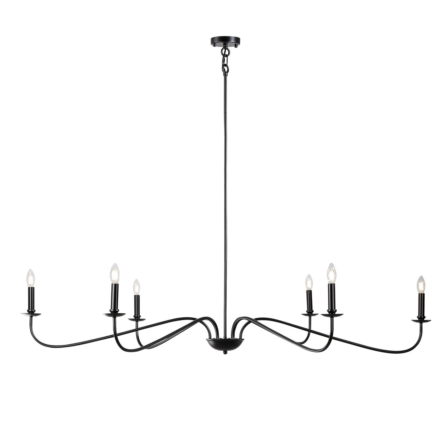 Lampadario minimalista da 64 pollici con 6 luci in nero opaco/oro/cromo - N/D