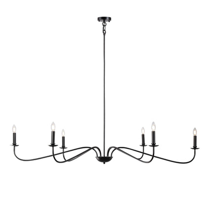 Lampadario minimalista da 64 pollici con 6 luci in nero opaco/oro/cromo - N/D