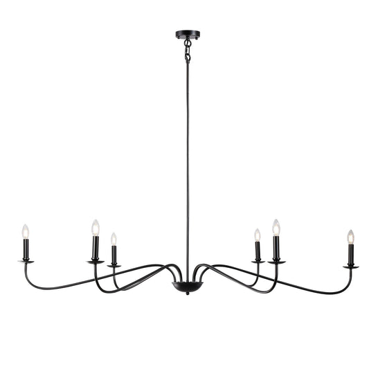Lampadario minimalista da 64 pollici con 6 luci in nero opaco/oro/cromo - N/D