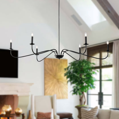 Lampadario minimalista da 64 pollici con 6 luci in nero opaco/oro/cromo - N/D