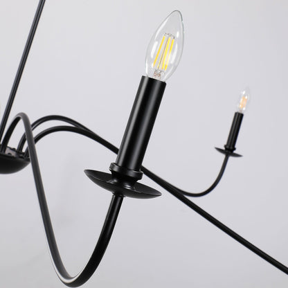 Lampadario minimalista da 64 pollici con 6 luci in nero opaco/oro/cromo - N/D