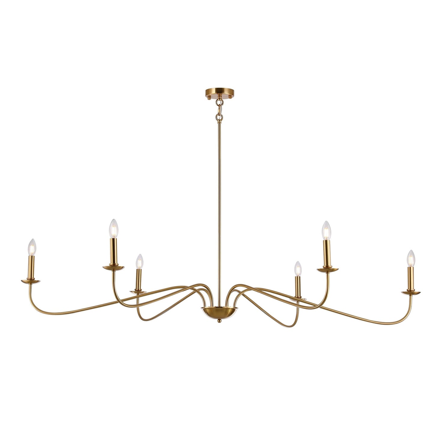 Lampadario minimalista da 64 pollici con 6 luci in nero opaco/oro/cromo - N/D