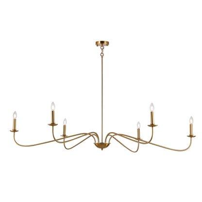 Lampadario minimalista da 64 pollici con 6 luci in nero opaco/oro/cromo - N/D